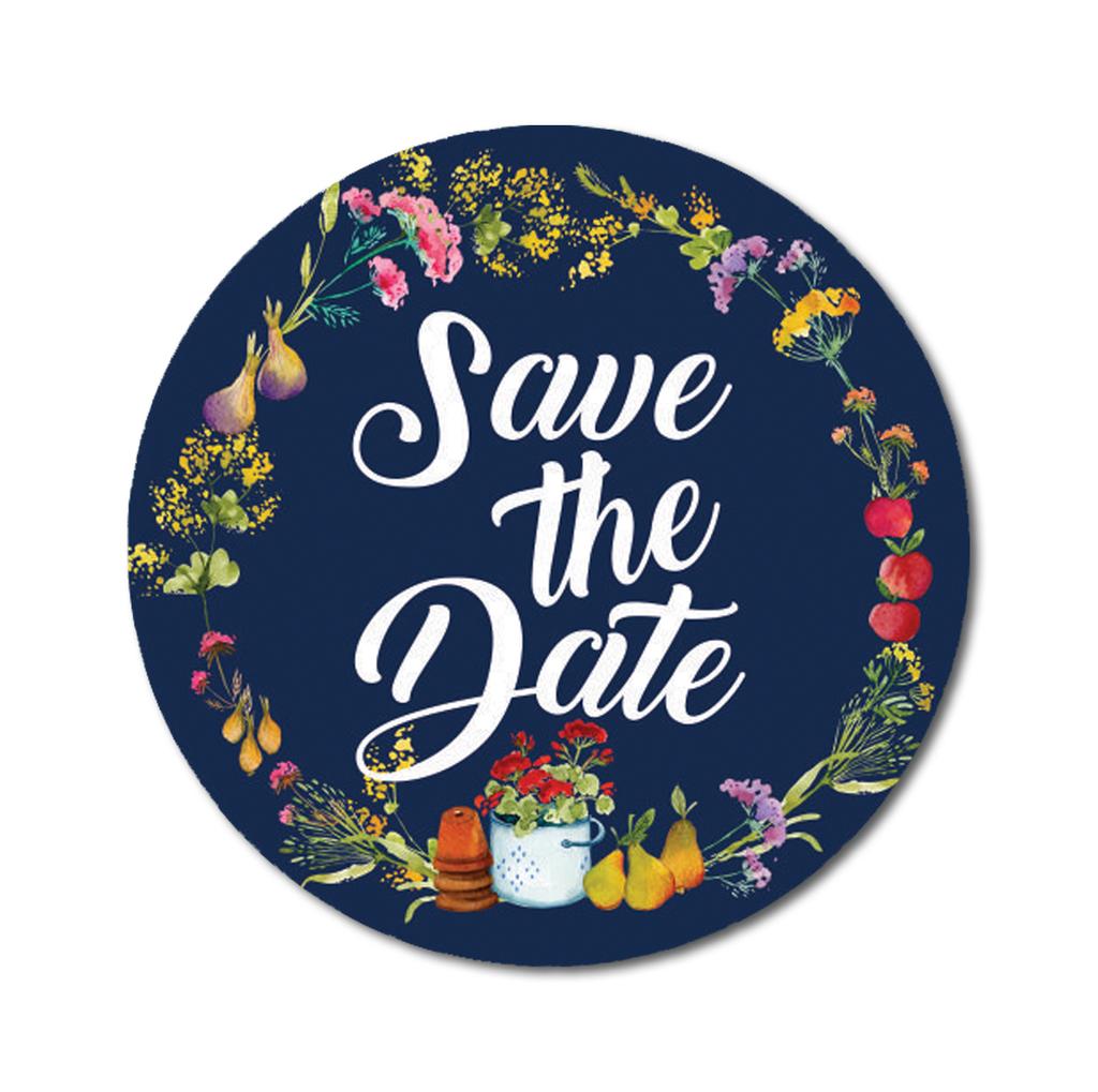Darling Souvenir 1.6 Inches Round Red Floral & Fruit Wreath Save The Date Label Stickers-45 Pcs