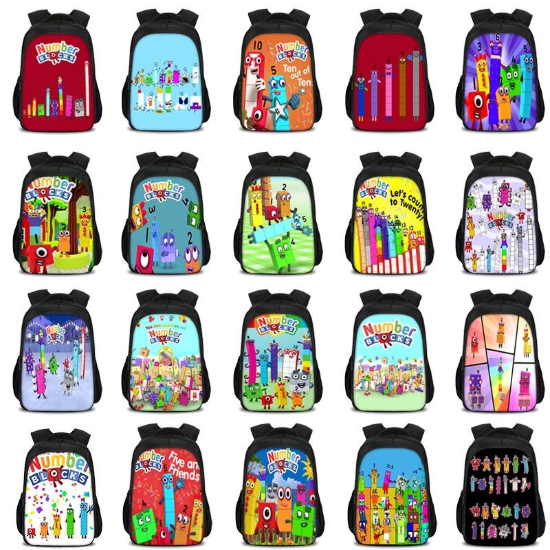 Plecak dla dzieci chłopców dziewcząt Numberblocks Torba szkolna Plecak podróżny Duża pojemność Wytrzymały materiał nylonowy Przestronna pojemność 20 l Wiele przegródek