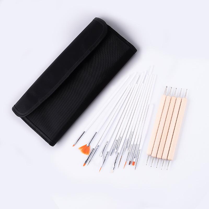 20-Piece Nail Art Brush Set: Painting, Carving, Gel & Liner Brushes – Comfortable & Portable