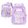Kids Clear Backpack Waterproof Student Backpack with Love Heart Prints Book Bag