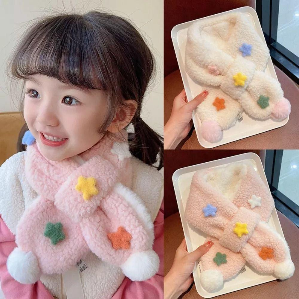 

Thick Children Neck Warmer Plush Cross Scarves Fashion Kids Winter Scarf