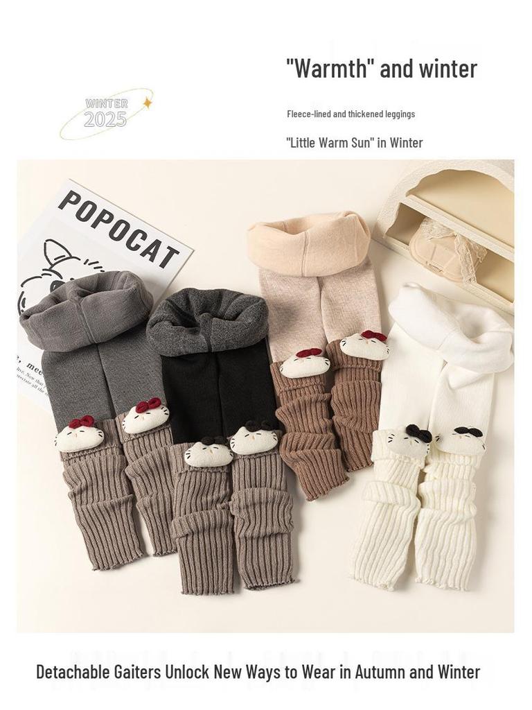Kids' Winter Bow Cat Leg Warmers - Korean Style Over-the-Knee Socks for Girls