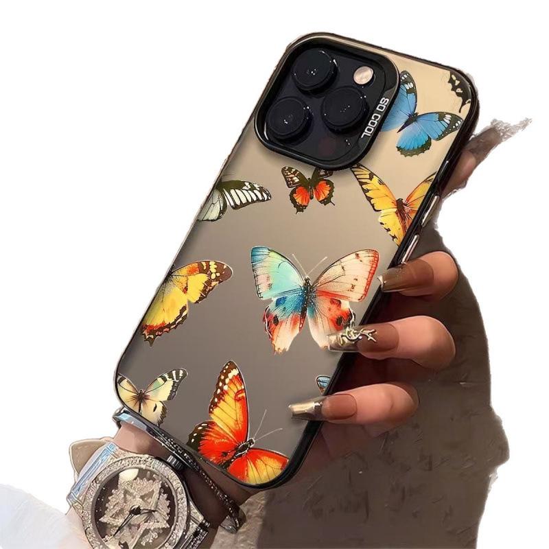 Dreamy Butterfly Shadow Phone Case for iPhone 17 Pro Max, 16, 15, 14, 13 - European American Style