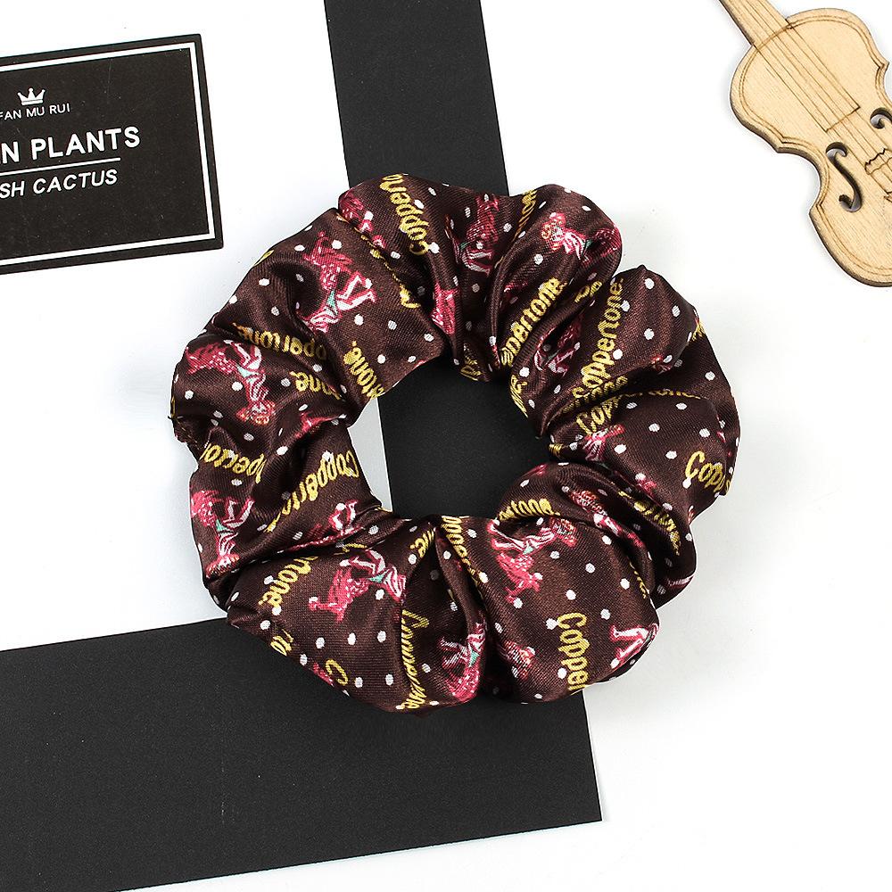 New Satin Printed Flower Floral Scrunchie Women Girls Elastic Hair Rubber Bands Accessories Tie Hair Ring Rope Holder Headdress