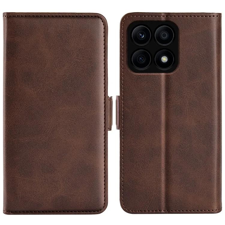 

For Honor X8a 4G Calf Texture Phone Case PU Leather Dual Magnetic Clasp Foldable Stand Wallet Cover