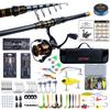 Goture Fishing Set Fishing Rod Set Line Improved Smooth Casting Sea Bass Includes 66 Lures and 32 Carbon Telescopic Spinning Waterproof Storage