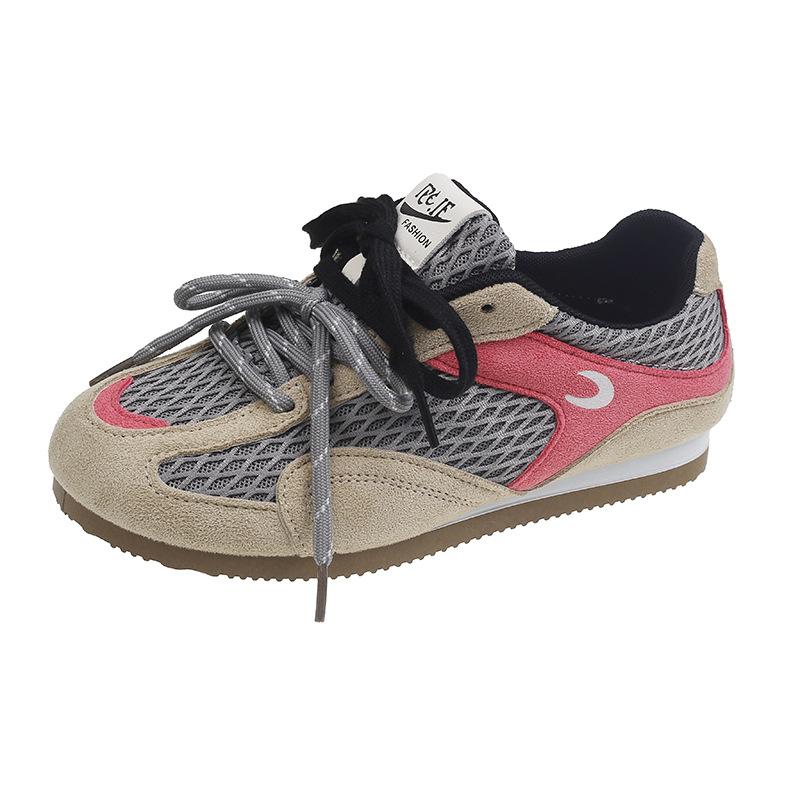 

Ретро контрастная цветная вставка платформа немецкие тренировочные туфли женские 2025 новые удобные и дышащие, увеличивающие рост и подчеркивающие ноги, маленькие кэжуа 35