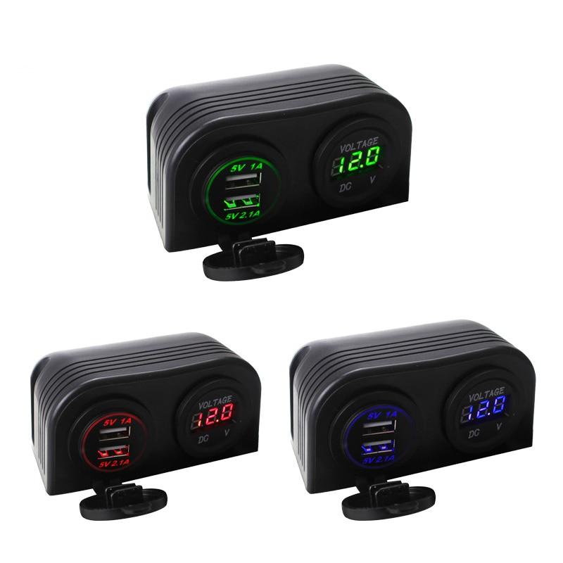 

2 отверстия Палатка типа Панель 3.1A Двойное USB-зарядное устройство 12 В 24 В Светодиодный цифровой вольтметр для автомобиля, мотоцикла, лодки, морского квадроцикла, автофургона