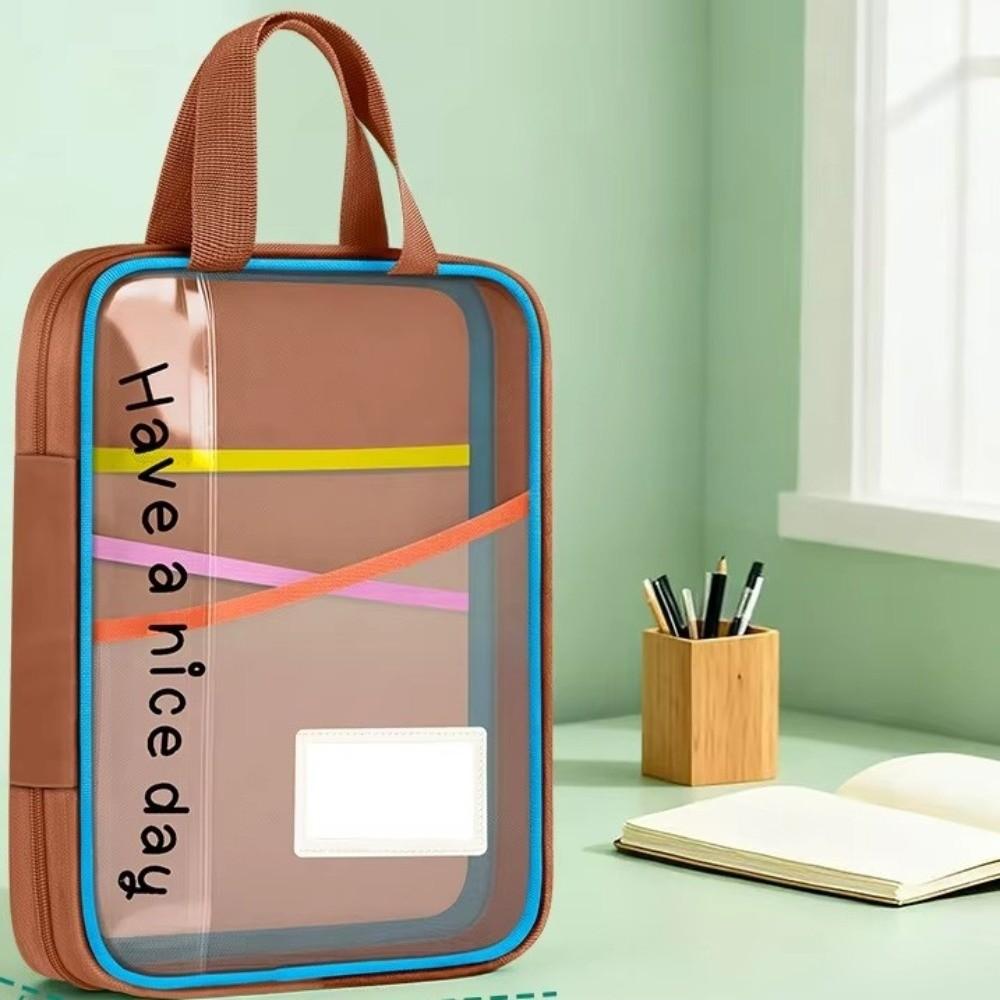 Waterproof File Storage Bag Dopamine Transparent Study Pouch Zipper Document Organizer  School