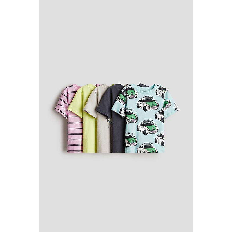 

HM Children s Clothing Fall 2025 New Arrival Boys Tops Fashion Casual 5-Piece Jersey T-shirt 1134868