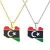 Stainless Steel Libya Flag Pendant Necklace Stylish Libya Map Necklace Durable Neck Jewelry Stainless Steel Material