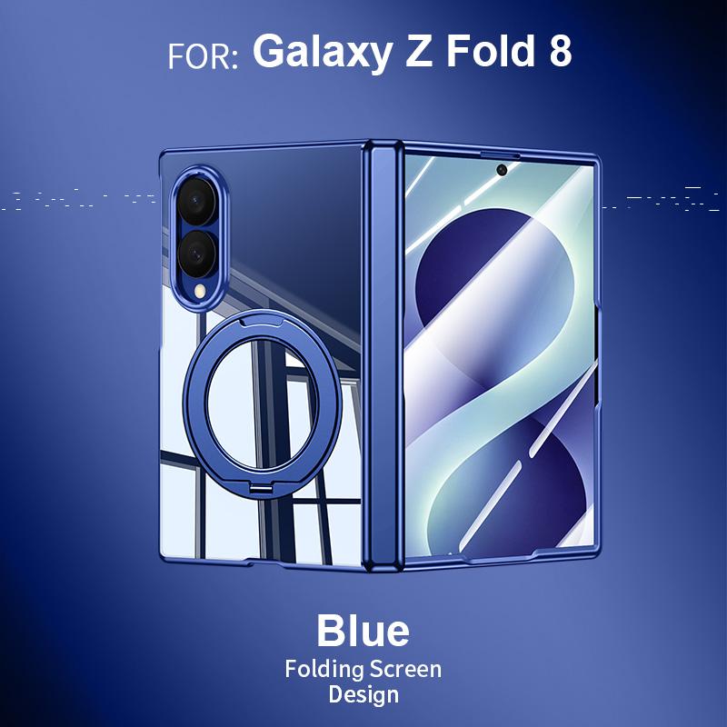 New Case For Samsung Galaxy Z Fold 8 Cover With 360 Rotatable Ring Holder Phone Stand Z Fold8 Cases Tempered Film Glass Bracket