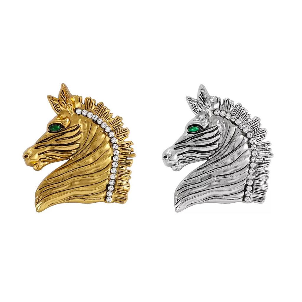 Astrological Horse Head Brooch  Alloy Fashion Accessory For Jackets Shawls Formal Gatherings Statement Badge Pin