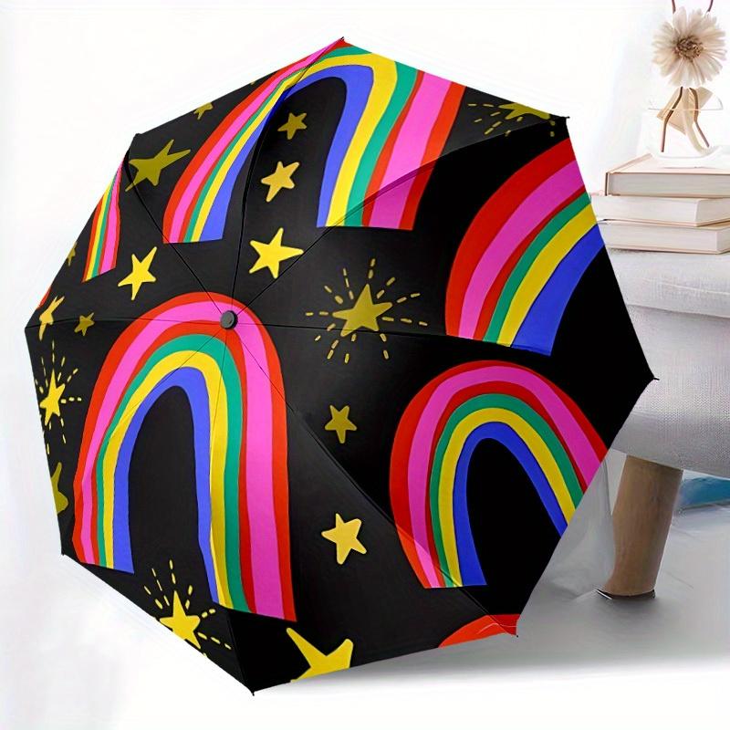 1pc Rainbow Automatic Open/close Folding Umbrella, Compact Portable Travel Umbrella,Durable Construction yy250814120