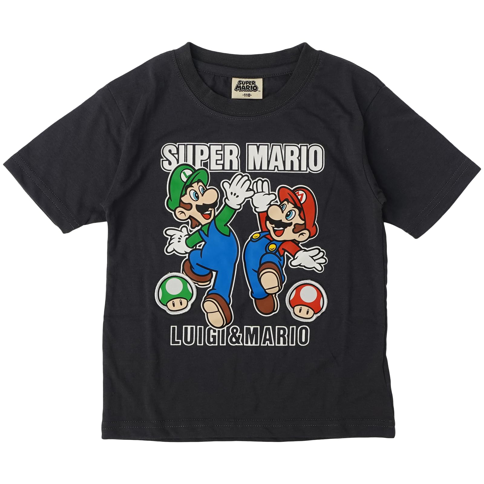 

Повседневная футболка с коротким рукавом с нашивкой Super Mario Patch Mario Luigi Yoshi Character Goods Kids, черная [Fine Plus] чёрный