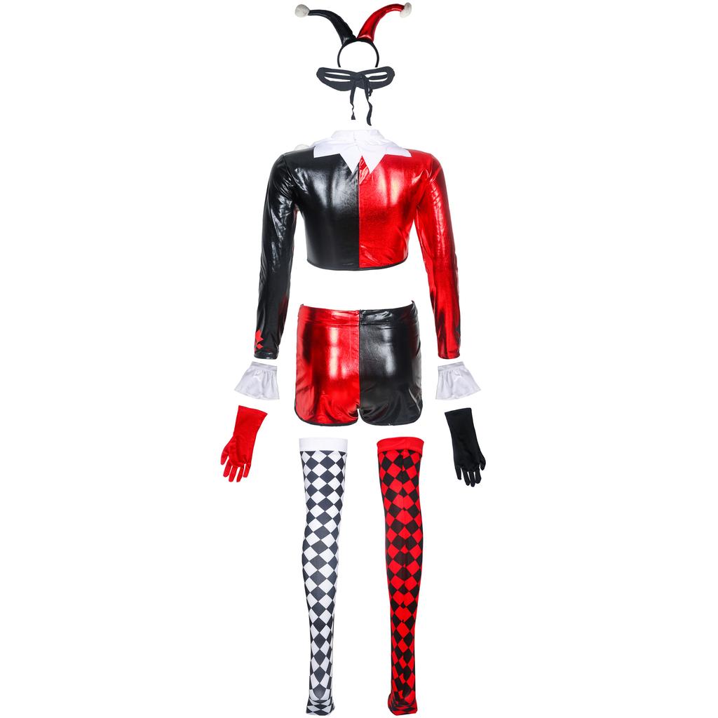 Хелловінський костюм клоуна з лакованої шкіри, косплей-уніформа, святковий костюм, цирковий костюм