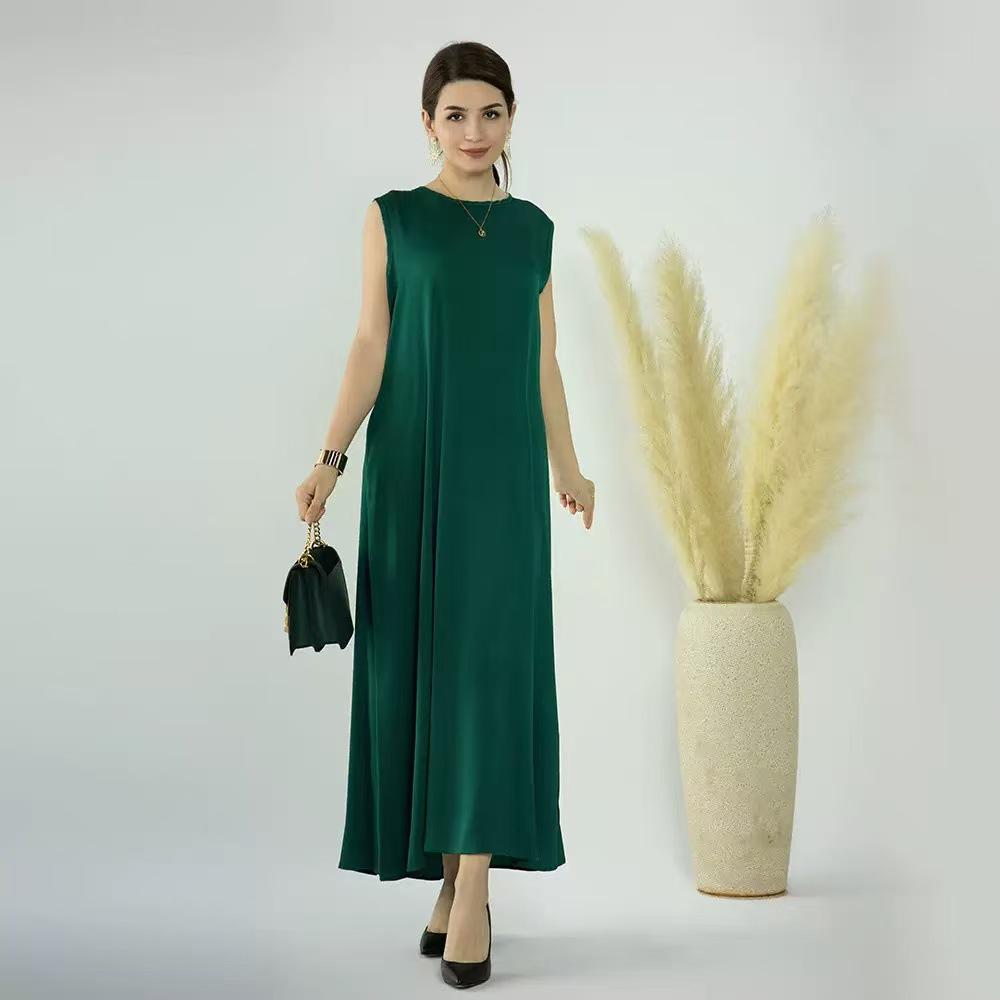 2025 Solid Color Loose Sleeveless Long Dress - European & American Style