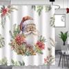 Christmas Shower Curtain Funny Santa Claus Shower Curtain Retro Xmas Holiday Washable Bathroom Decor Bath Curtain With Hooks