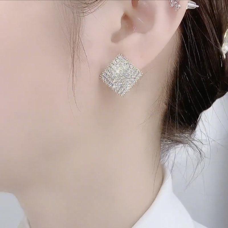 Square Earrings for Women, Fashionable and Sophisticated Earrings, High-end Zircon Earrings, Popular Accessories and Accessories
