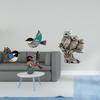 Wooden Bird And Owl Wall Art Sculpture Set for Garden Study Room Office Cabinet Decor Hanging