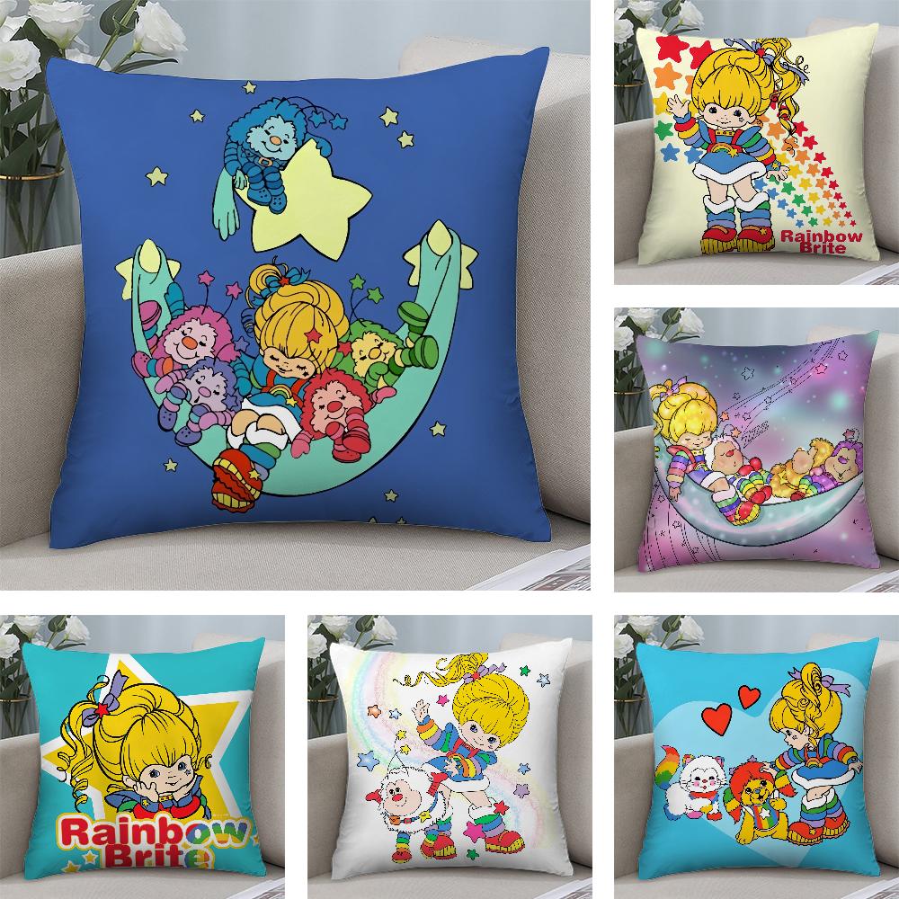 Tonnika Chen Unisex Cute R-Rainbows B-Brite Pillow Case Short Plush Pillow Covers Sofa Decorative Gift Home Double-Sided Printing Cushion Cover