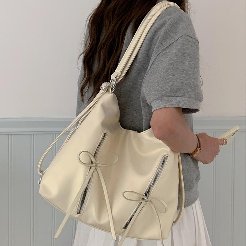 New Bow Knot Backpack Sweet Shoulder Bag for Women Fashion   PU Leather Tote Bags Causal Large Capacity Female Handbags