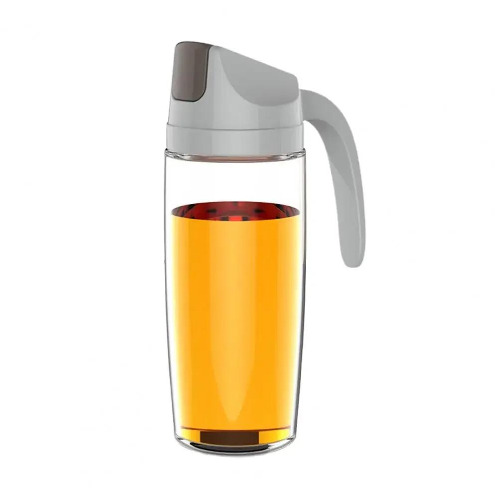 Leakproof Glass Oil Bottle Can Automatic Opening Seasoning Dispenser with Handle