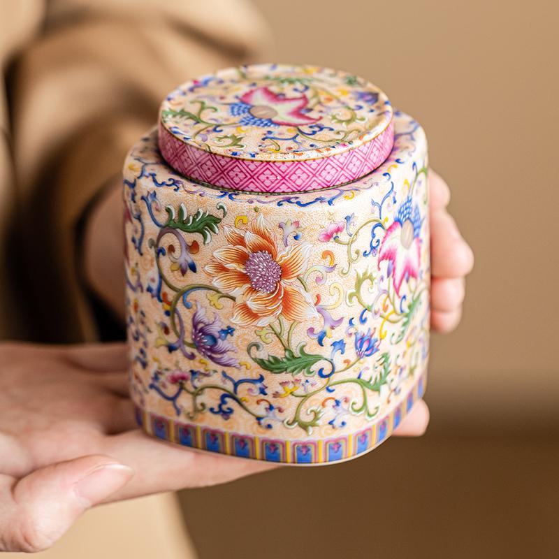 Chinese Keramische Thee Caddy Beschilderde Sieradenkistje Huiszegel Snoep Noten Koffiebonen Bewaarpot Keukencontainer Huisdecoratie