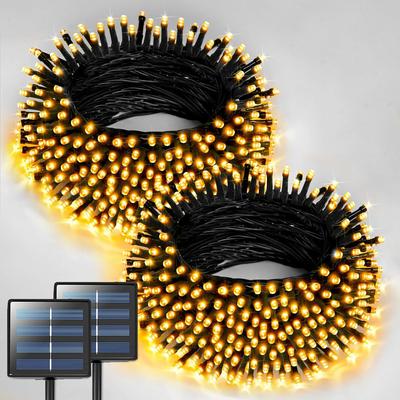 2-Pack Solar Outdoor Fairy String Lights, Rainproof LED Decorative Lights for Christmas, Holiday, Garden & Party