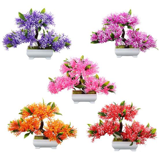 Plante Artificielle Attrayante Anti-décoloration Plastique Bureau Faux Ornements de Plantes en Pot pour la Maison