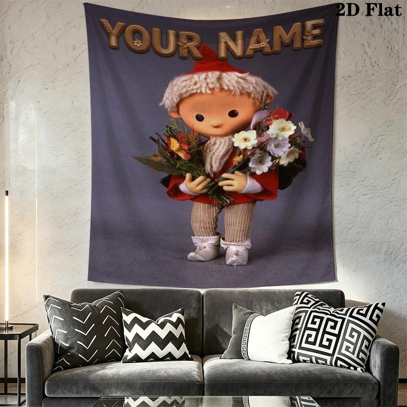 Custom Name Sandmännchen Wall Tapestry Aesthetic Wall Hanging Printed Fabric Blanket Decorative Tapestries for Bedroom Living Room Home Decor