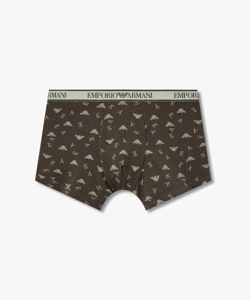 

[Emporio Armani Underwear] Мужские хлопковые боксеры с узором логотипа-орла 0816112085 [Отправка из Кореи] 100% Оригинал Dark Brunette - S