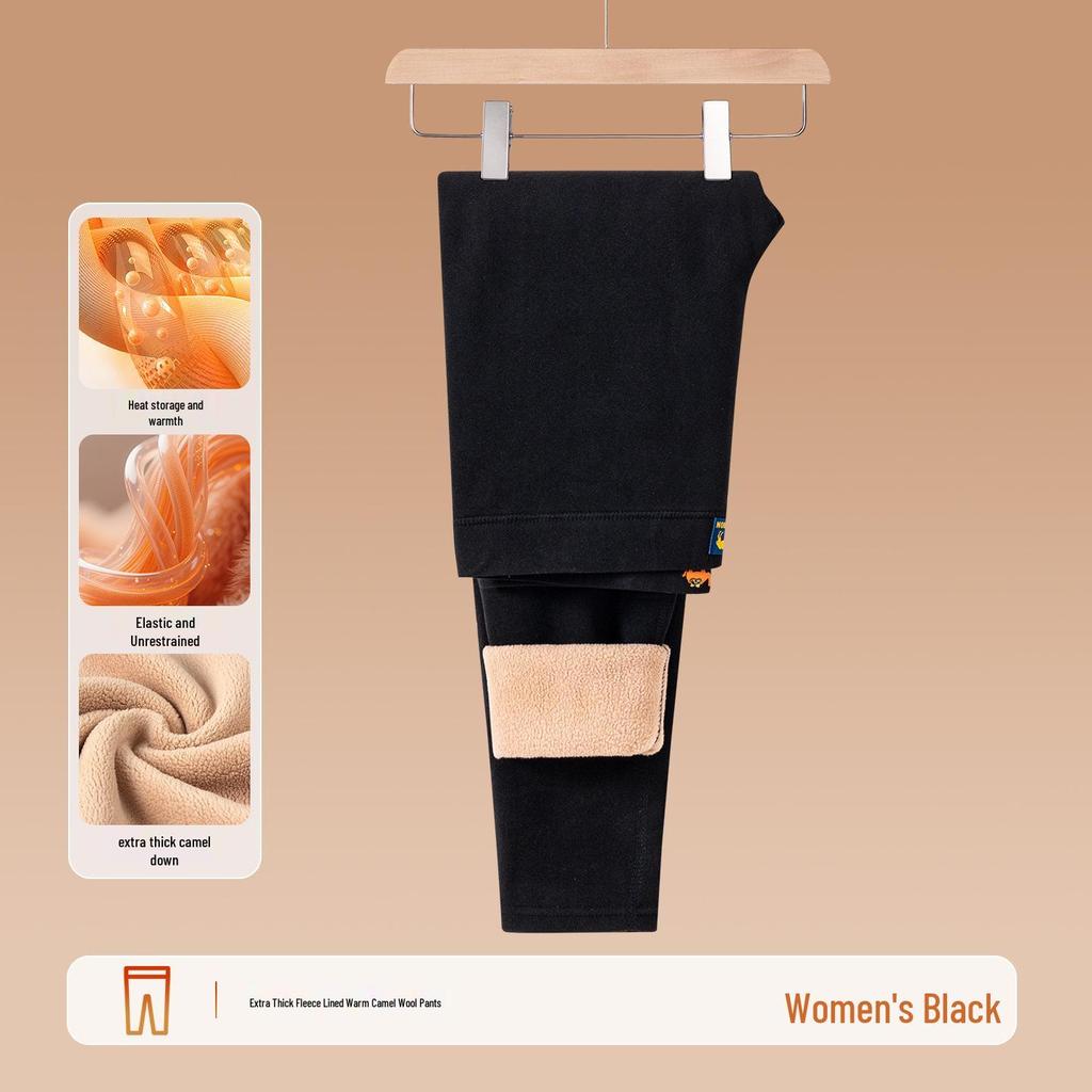 Men's Fleece-Lined Wool Warm Pants - Camel, Lambswool, Cold-Proof Winter Base Layer