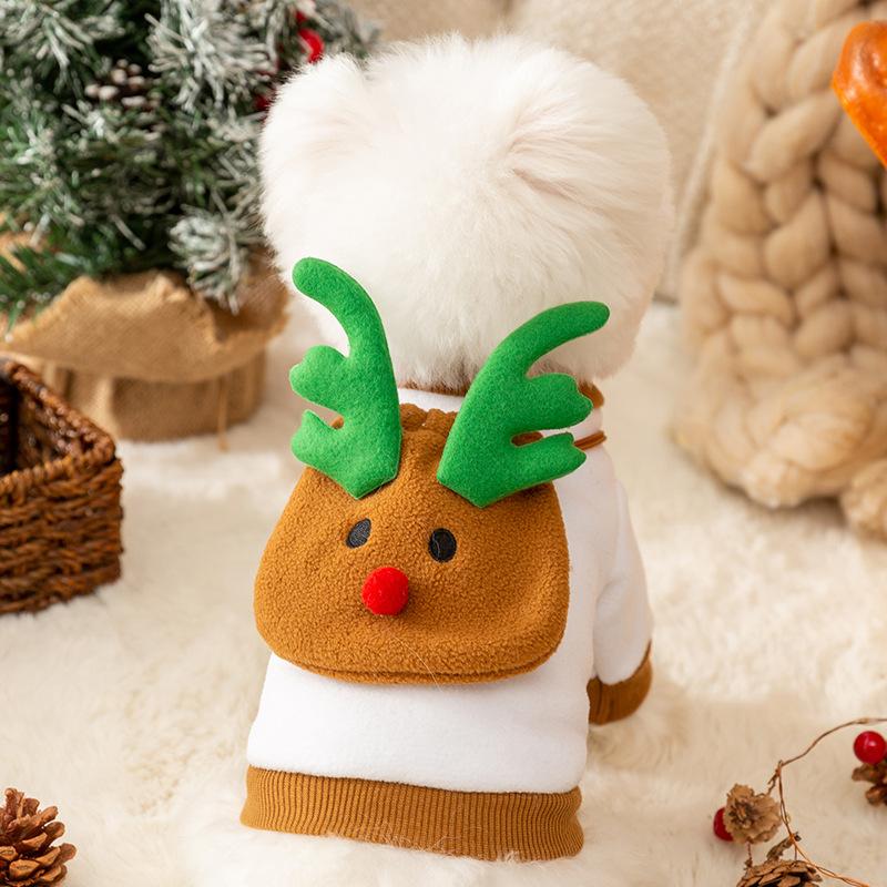 Cute Elk Christmas Puppy Dog Clothing Fall/Winter Small Teddy Bee Bear Sweater Pet Christmas Clothing