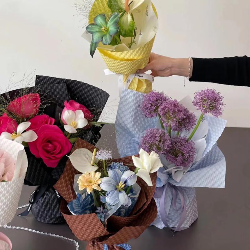 10Pcs 50*50Cm Tissue Paper Flower Bouquet Wrapping For Florist Wedding Birthday Party Gift Packing Decor Diy Crafts Dot Embossed