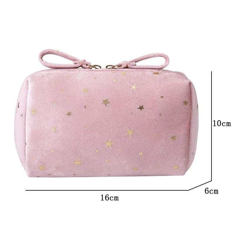 

Portable Travel Small Cosmetic Bag Flannel Cosmetic Storage Bag Hand Flannel Women s Large Capacity Starry Sky Cosmetic Bag