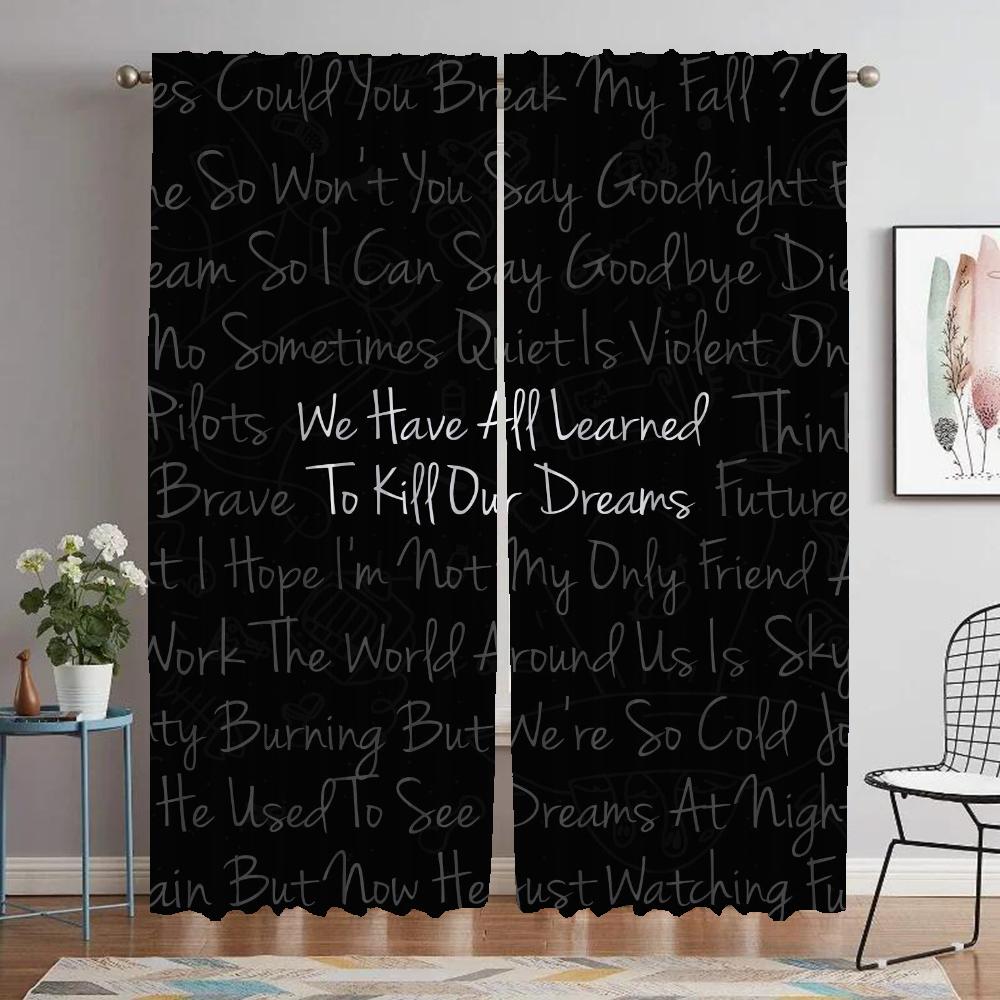 Twenty One Pilots Curtains for Living Room Curtain Shades Tulle for Bedroom Blackout Curtains 2 Pieces Partition Kitchen Elegant