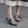 Fashion GKTINOO Genuine Leather French Flower Pointed Toe Sandals 2025 Summer New Retro Versatile Women's Low Heel Shoes