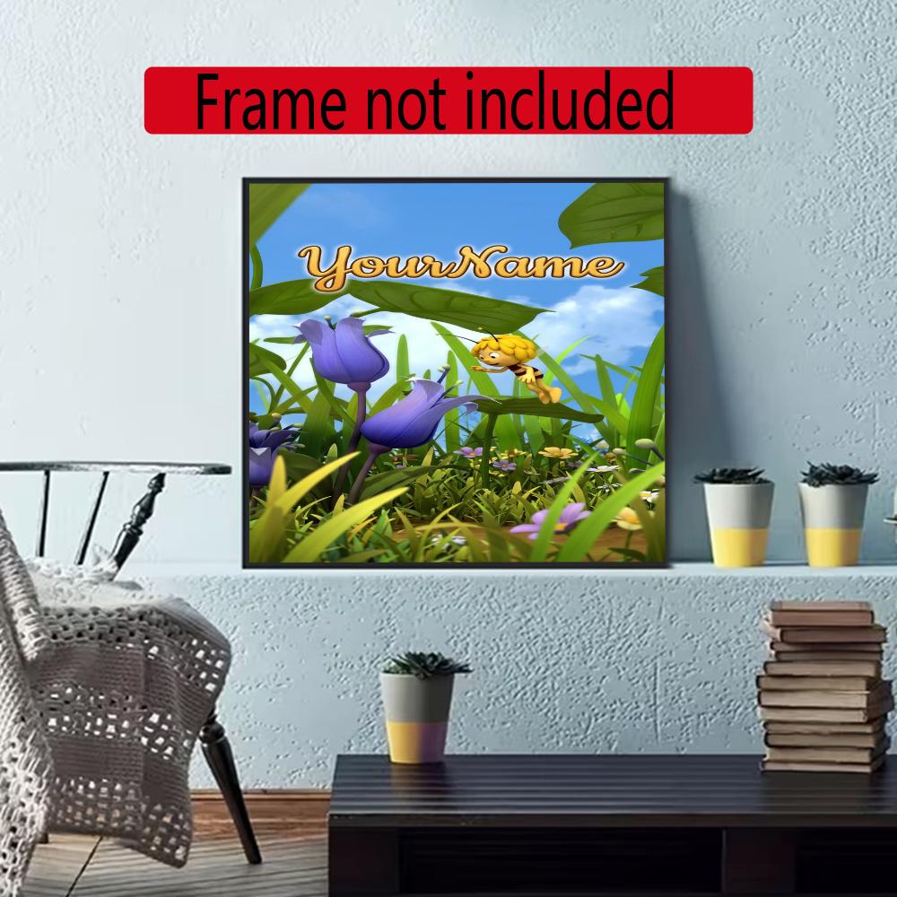 Biene Maja Customize Your Name Diamond Painting Round Diamond Diy Frameless Holiday Artwork Suitable For Home Office Wall Decoration