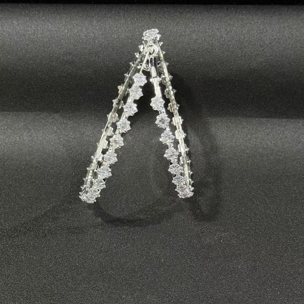 Rhinestone Paved Hoop Earrings Circle Diamond Crystal Silver Gold Two Tone Statement Party Drop Earrings for Women