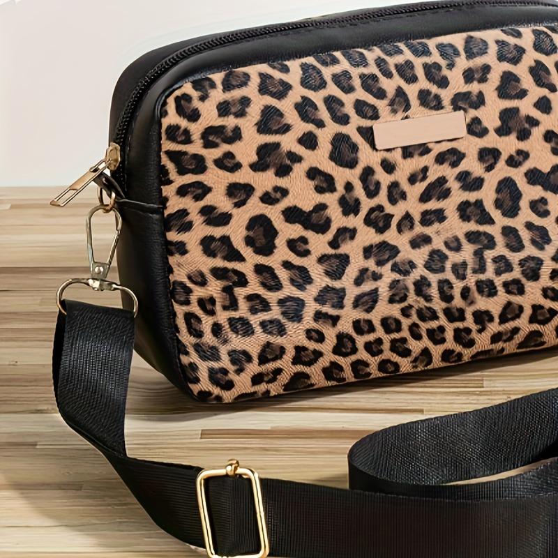 Women Leopard Print Crossbody Bag Lightweight Fashion Shoulder Purse Versatile Casual Handbag For Daily Office Use