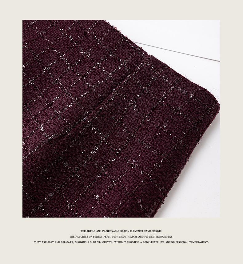 Lux Women's Sequin Tweed French-Style Wool Skirt for Autumn/Winter 2025