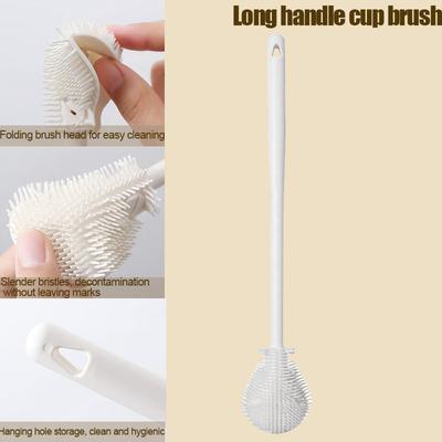 Cup Brush Long Handle Clean Cup Brush No Dead Angle Brush Cup Folding Silicone Small Brush To Remove Tea Stains Multi-function