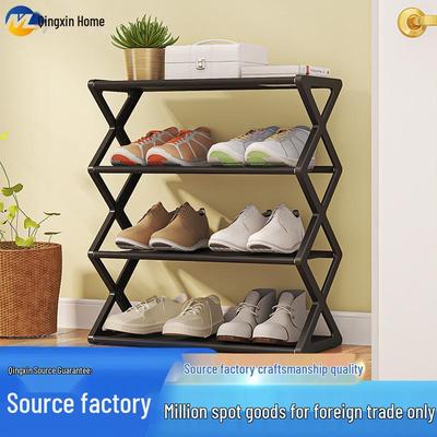 Multifunctional X-Shaped Metal Shoe Rack for Dormitory or Home – Multi-layer Storage by the Door.