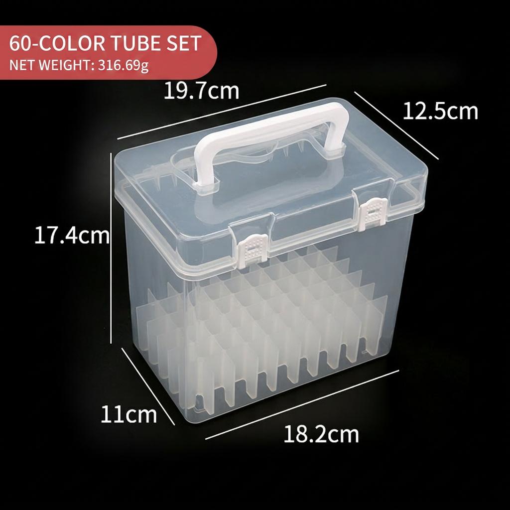 12/24/36/48/60 Color Markers Bucket Clear Plastic Marker Storage Bin With Detachable Dividers Portable Handle Art Organizer Case
