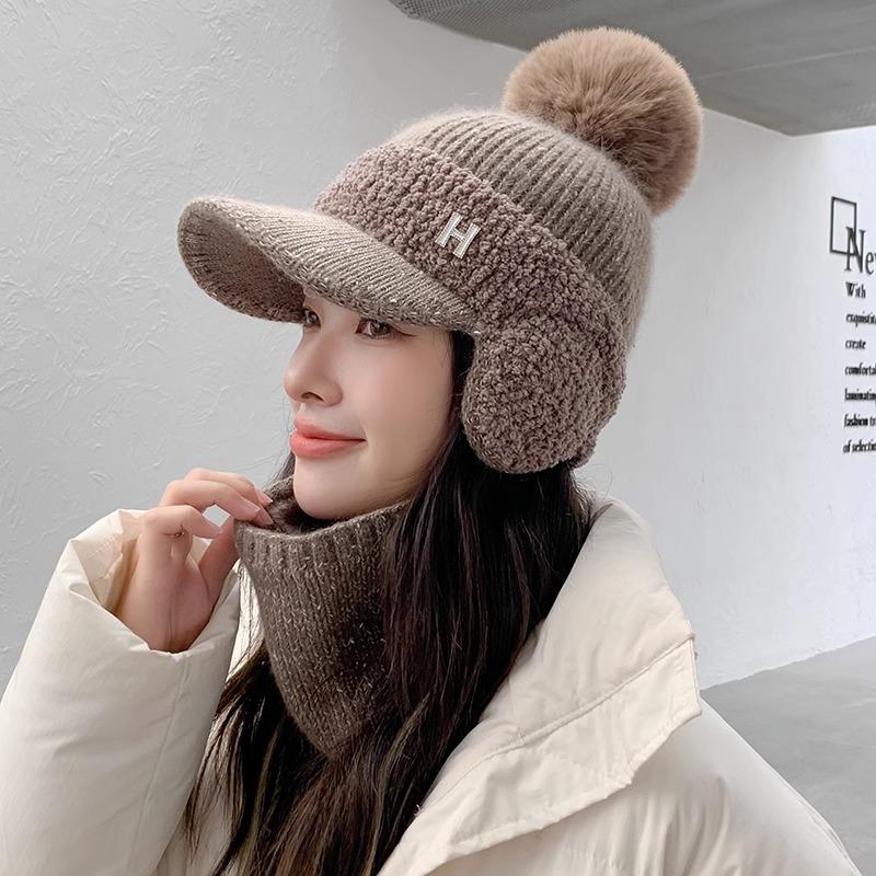 

Женская уличная шапка для защиты ушей Осень и зима Вязаная шерстяная шапка Модная бархатная Утепленная теплая single hat хаки