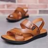2025 Sandalen Herren Leder Herren Abriebfeste Strandschuhe Jugend Braun Trend Rutschfest Atmungsaktiv Coole Slipper Sommer