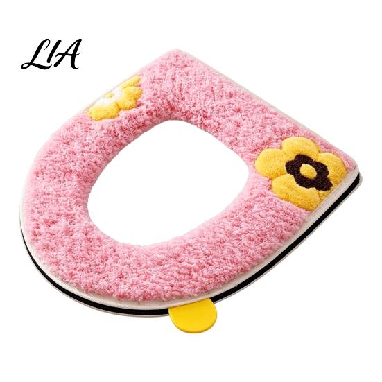 Zippered Bathroom Seat Pad Soft Plush Toilet Cover, Cartoon Warmer with Zipper Closure, Thickened Non Slip Lid Cover Cushion for Winter, Washable