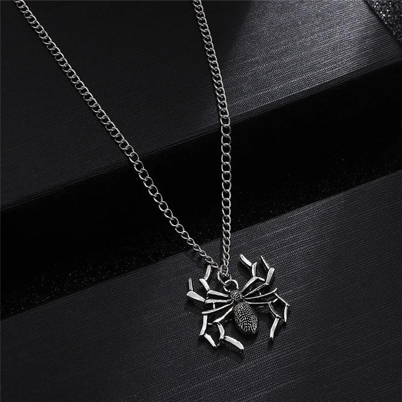Spider Pendant Necklace Gothic Punk Jewelry Birthday Gift for Halloween & Daily Wear