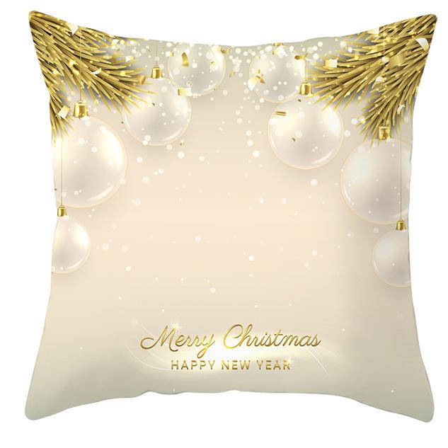 New Christmas Golden Snowflake Peach Leather Velvet Pillowcase Home Sofa Pillow Cushion Cover